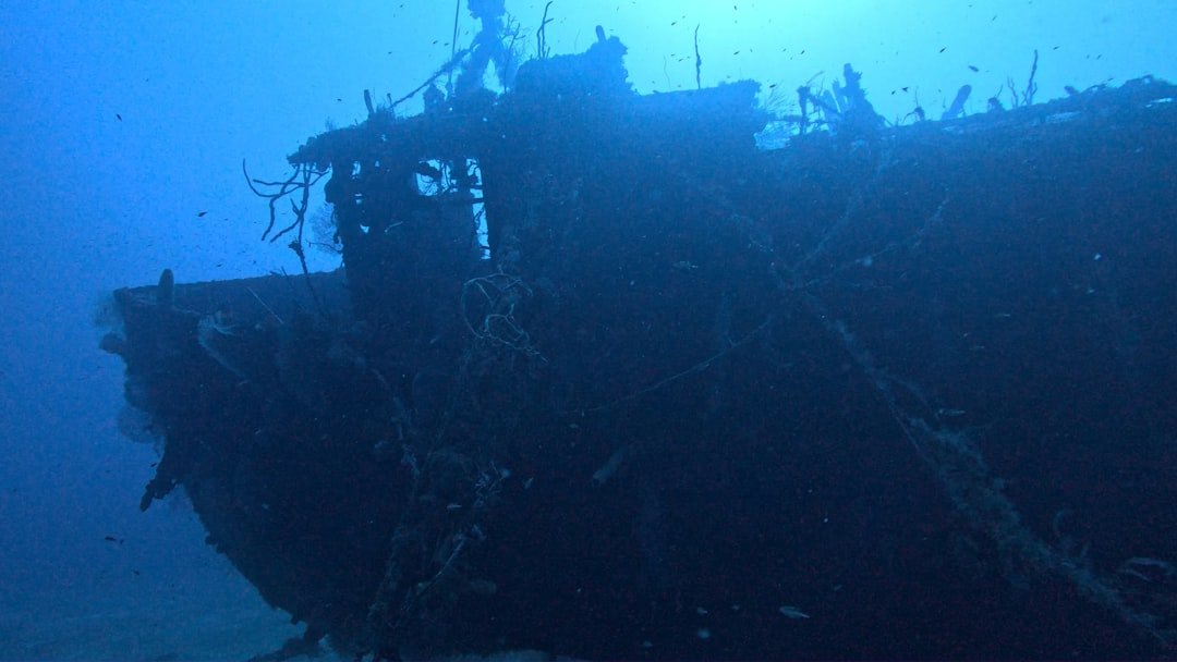 underwater shipwreck wide angle